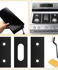 32 Inch Wide Stove Covers For Gas Stoves Extra Long Burner Mats Reusable Nonstick Washable Heat Resistant Stove Top Protectors For Samsung Gas Range Heavy Duty Easy Trim 3 Pack with brush and sponge