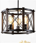 Oil Rubbed Bronze 30 Inch 5 Light Farmhouse Drum Pendant Light With Dimmable LED Bulbs Included, Industrial Chandelier For Kitchen