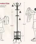 Coat Rack Stand With Umbrella Holder Freestanding 16 Hook Coat Tree for Entryway with dimensions and capacity indicated