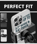 Close-up of All Metal Motorcycle Phone Mount With 20MAXX Vibration Dampening Spring Cradle holding a smartphone