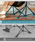 Oversized Padded Hammock Camping Chair With Storage Pockets Heavy Duty Foldable Rocking Camp Chair That Supports Up To 400Lbs Portable With Carry Bag Perfect For Outdoors And Backyards Beast Mode Ready, highlighting ground contact frame for stability.