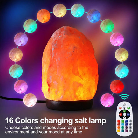 Himalayan Salt Lamp Night Light With Remote Control 5.5 Inch Pink Crystal Rock Light 16 Color Changing LEDs USB Powered
