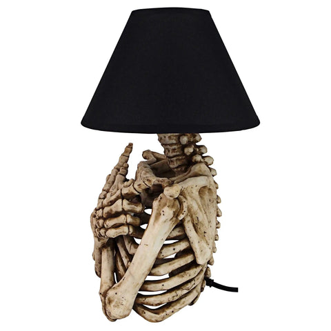 Rest In Pieces Gothic Skeleton Table Lamp With Black Shade 14 Inch Tall Spooky Skeletal Torso Accent For Living Room Or Bedroom Decor Halloween Lighting Dark Vintage Vibe