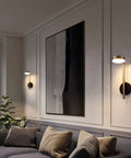 Two In One Plug In Or Hardwired Industrial Gold Brass Wall Sconces With Adjustable Metal Arm Dual Pack in living room setting