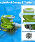 Automatic Pool Cover Pump One Quarter HP Submersible Sump Pump With 1800 GPH on blue tarp, side view