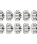 Kick Butt Heavy Duty Carbon Steel Spot Weld Nuts M8 X 1.25mm Thread 25 Pack showing 10 double tab studs with threaded interior.
