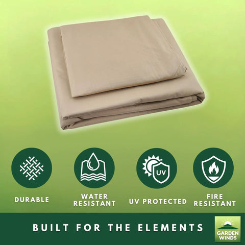 Beige 350 Denier Replacement Canopy Top For Arrow 10x10 Gazebo models 61821 and others, folded view.