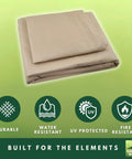 Beige RipLock 350 Replacement Canopy Top Cover for Debora Gazebo Swing Model 01-0884 on green background with feature icons