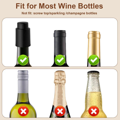 Two Pack Premium Vacuum Wine Stopper Set With Time Scale Airtight Wine Bottle Preserver For Fresh Flavor And Aroma Easy Pump compatibility chart