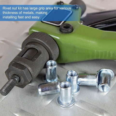 Real Heavy Duty Rivet Nut Tool Kit With Durable Threaded Inserts For Sheet Metal And Furniture Assembly Pro Level Bolt Fastener Hardware That Locks Down Tight Without Any Headaches