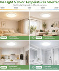 Six Pack 12 Inch LED Flush Mount Ceiling Lights No Fuss 24W 3200 Lumens Replaces Up To 240W 5 Color Temps Adjustable From 3000K To 6500K Round Bright Light Fixture For Bedroom Kitchen Bathroom Hallway Closet White