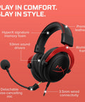 Cloud II Gaming Headset With Seven Point One Surround Sound Over Ear Gamer Ready Memory Foam Ear Pads And Durable Aluminum Frame