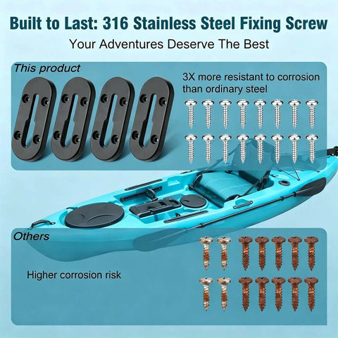 Low Profile Kayak Track Rail Mount Kit For All T Slot Rails Hook Up Your Gear With Custom Mount Points For Fishing Rod Holder, Fish Finder, Cup Holder, Paddle Holder, Anchor Cleats And Other Kayak Accessories 4 Inch 4 Pack, 316 stainless steel screws