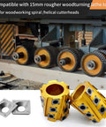 Pro Grade 15mm By 15mm By 2.5mm Square Carbide Inserts in spiral cutter heads for woodworking lathe tool