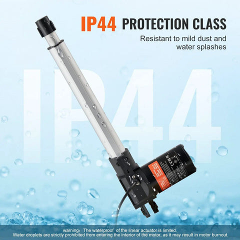 Knockout 12V DC Linear Actuator 10 Inch Stroke 1320 Lbs Force with IP44 dustproof seal for reliable industrial use.