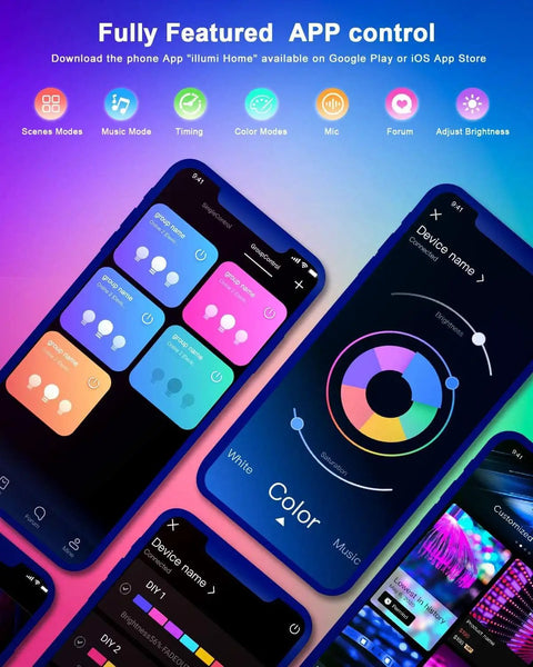 Mobile app control for 50 Feet LED Strip Lights for Bedroom With Music Sync Color Changing Smart App Control and Remote
