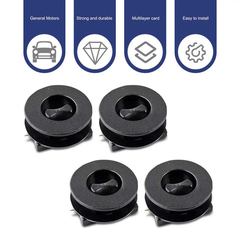 4 Pack Car Floor Mat Clips Set Durable Plastic Interior Fasteners Anti Slip Mats Retainers Universal Fit For Most Vehicles Easy Install And Secure Grip Black shown with features icons
