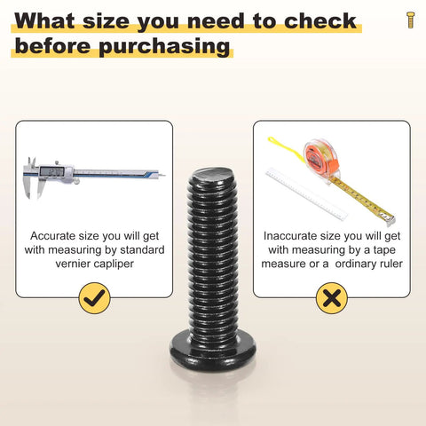 Toughest As Nails Furniture Crib Screw Replacement Set With M6 Barrel Nuts And Flat Head Bolts including measurement tips and a bolt.