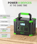 Go To Portable Power Station With 330W Continuous Output, 288.6Wh Battery, showing power ports and carrying handle