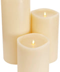Ivory Grand Pillar Flameless LED Candle With Moving Flame, Battery Powered Real Wax, 6.25 Inch By 10.6 Inch, Timer Enabled