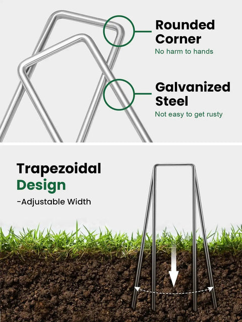 Heavy Duty 6 Inch U Shaped Landscape Staples Pack Of 50 For Weed Barrier Fabric And Landscape Fabric And Lawn Edging Galvanized Steel Ground Pins For Strong Hold In Garden And Yard