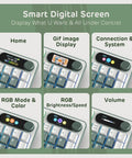 Slick Wireless Mechanical Keyboard With Integrated Smart Screen And Twist Knob For Rock Solid Triple Mode Connection And Total Fire Rgb Backlighting displaying smart digital screen features.