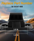 2 Pack Sun Visor Retainer Clips For Freightliner Cascadia 2009 Through 2020 And Freightliner M2 106 2008 Through 2020 2022 Replacement 18-36267-000 shown on road background; dimensions labeled.
