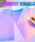 Kathfly acrylic AB sheet, iridescent rainbow translucent 8x12 in, 1 mm, 4-pack, front view with hand peeling film