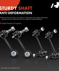 Set Of Four Front And Rear Sway Bar Links Kit Stabilizer Bar Links For Chevy Trailblazer SSR GMC Envoy Buick Rainier Saab 9-7x Isuzu Ascender Oldsmobile Bravada Durable Heavy Duty Direct Fit Replacement displayed with anti-deformation feature and sturdy shaft.
