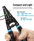 Pro Grade Workhorse Wire Stripper With Built In Cutter For Solid And Stranded Copper Wire 10 To 20 AWG shown in use