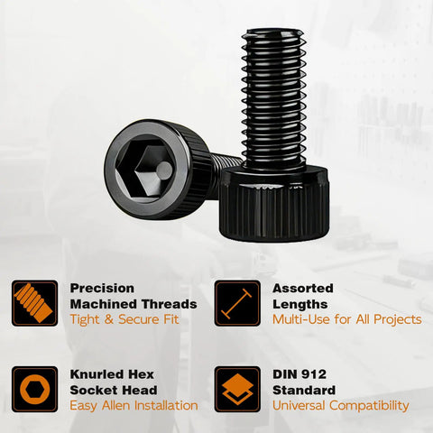 100 Pack M3 X 10mm Hex Socket Head Cap Screws, Grade 12.9 Alloy Steel Allen Bolts With Full Thread And Black Oxide Finish, precision machined threads