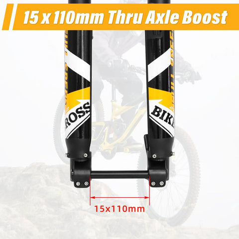 Close-up of 15x110mm thru axle detail on 29 Inch Mountain Bike Air Inverted Front Fork With 200mm Travel