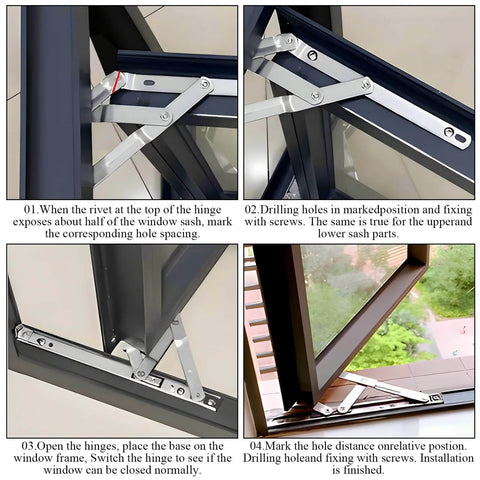 4 Pack 10 Inch Casement Window Hinges And Concealed Friction Stays In Stainless Steel installation guide on window frames