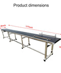 PVC Belt Conveyor With Stainless Steel Frame Heavy Duty 177 Inch Long By 11.8 Inch Wide Adjustable Speed Electric Conveyor