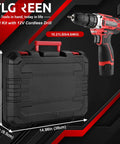 All In One Home Tool Kit With 12V Cordless Drill And Magnetic Bits 138 Piece Set For DIY Repairs And Furniture Assembly Durable Case With Fast Charging Ready To Roll For New Homeowners Red shown with black case and drill.