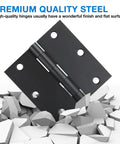 30 Pack Matte Black 3.5 Inch Door Hinges With Square Corners, Heavy Duty Interior Exterior Door Hardware, on cracked surface