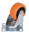 Heavy Duty 3 Inch Caster Wheels Set Of 4 With 2 Swivel And 2 Rigid Ball Bearing Casters showing an orange wheel with a metal bracket.