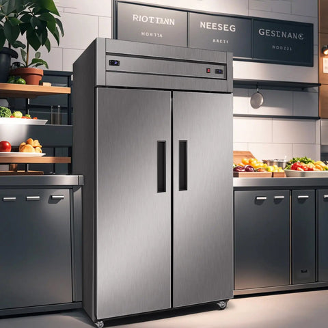 Heavy Duty Commercial Refrigerator And Freezer Combo Sleek Stainless Steel Design with dual zone climate control in a kitchen