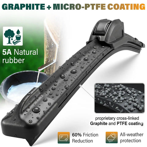 Straight Up Windshield Wiper Blades Replacement For Hyundai Palisade 2020 Through 2025 showing graphite and micro-PTFE coating.