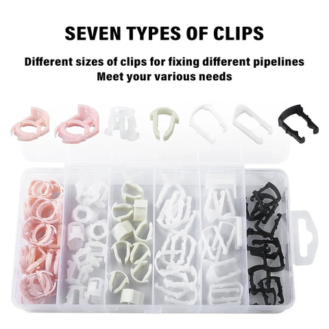70 Piece Nylon Fuel Line Clips Kit With 7 Sizes Replacement 3 8 Inch And 5 16 Inch Fuel Line Clamps in storage box