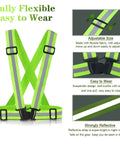 Reflective Running Vest 2 Pack High Visibility Gear For Cycling Jogging Walking with adjustable straps and silver stripes, green.