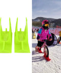 Balance Bike And Scooter Sledge Board Kit For Winter Fun, green attachments and kids riding converted bikes on snow