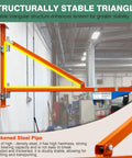 Heavy Duty Wall Mount Jib Crane Hoist Support Arm With 180 Degree Swinging Electric Scaffolding Lift Bracket All Steel Construction 660 Lbs Capacity For Industrial Garage Workshop Use Durable Steel Pole Holder, showing structurally stable triangular support.