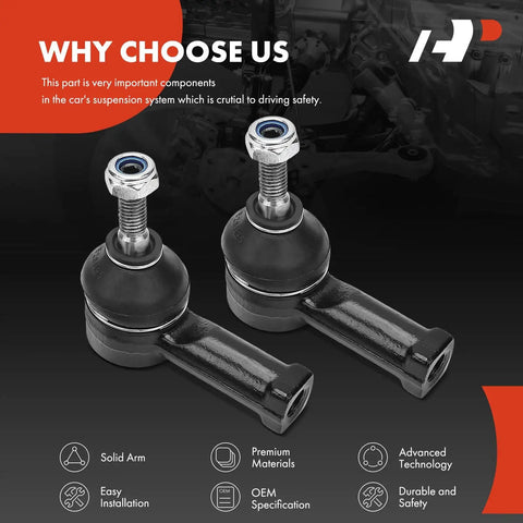 Front Outer Tie Rod End for Smart Fortwo 2008 2016 Replacement, Driver Side and Passenger Side, Front Steering Linkage Upgrade, Beefed Up Ball Joint, Easy Install, Improves Steering Response and Precision Alignment, pair