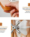 Rock Solid Three Barrel Grain Dispenser For The Kitchen Counter With Smooth Pour Valves And Sturdy Sapelli Wood Base holds a thick solid wood top and silicone wheel.