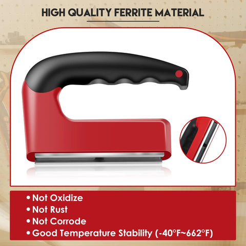 Two Pack 100 Lb Magnetic Grabber Pickup Tool With Ergonomic Rubber Handle Heavy Duty Magnet For Lifting Metal Objects Like Iron Plates And Doors Red With Dual Shield Ideal For Quick Salvage And Workshop Use