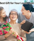 All In One Travel Sewing Kit for Beginners and Adults with Scissors being gifted to a woman by family with bouquet of tulips