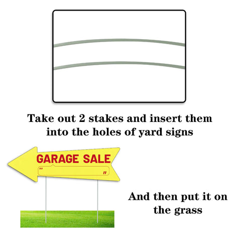 Garage Sale Sign With Stakes Waterproof Reusable Double Sided Arrow Signs 16x5 Inches Plastic Yard Sale Supplies Directional Arrows To Grab Attention And Bring In Shoppers 3 Pack, yellow arrow sign with stakes