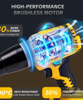 Heavy Duty Brushless Cordless Rivet Gun Tool Compatible With Dewalt 20V Max Battery, showcasing high-performance brushless motor details.