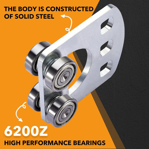 Four Wheel Trolley Assembly Rollers With Four Bearings For Unistrut Trolleys One And Five Eighths Inch Wide Galvanized Steel Close-up